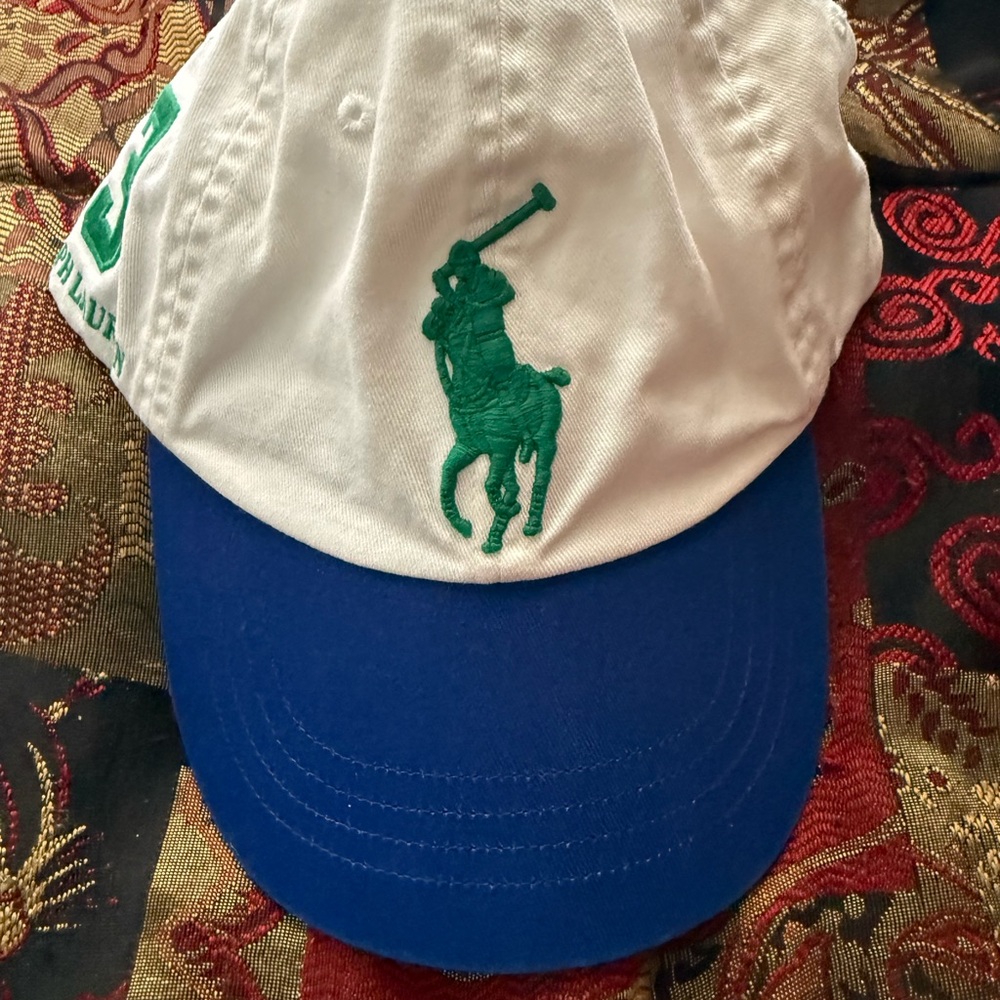 Polo Ralph Lauren Big Pony #3 White/Royal Blue/Emerald Green Adjustable Cap
